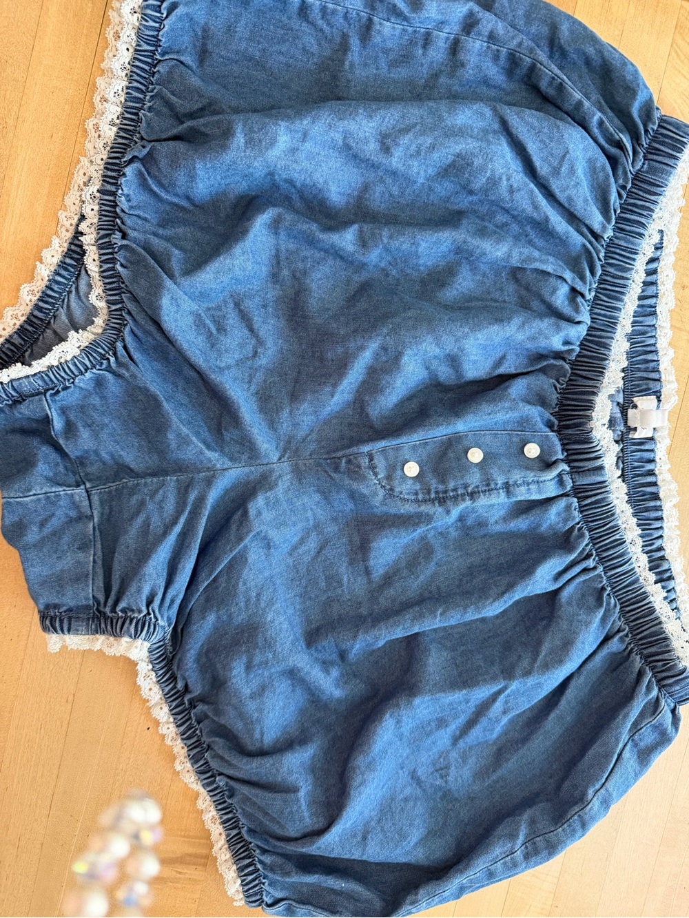 Aerie very light weight blue Lace-Trim balloon shorts